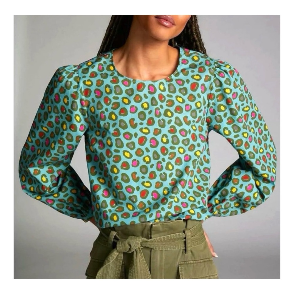 NWOT Anthropologie Farm Rio Hanya Leopard Print Top  Size Small